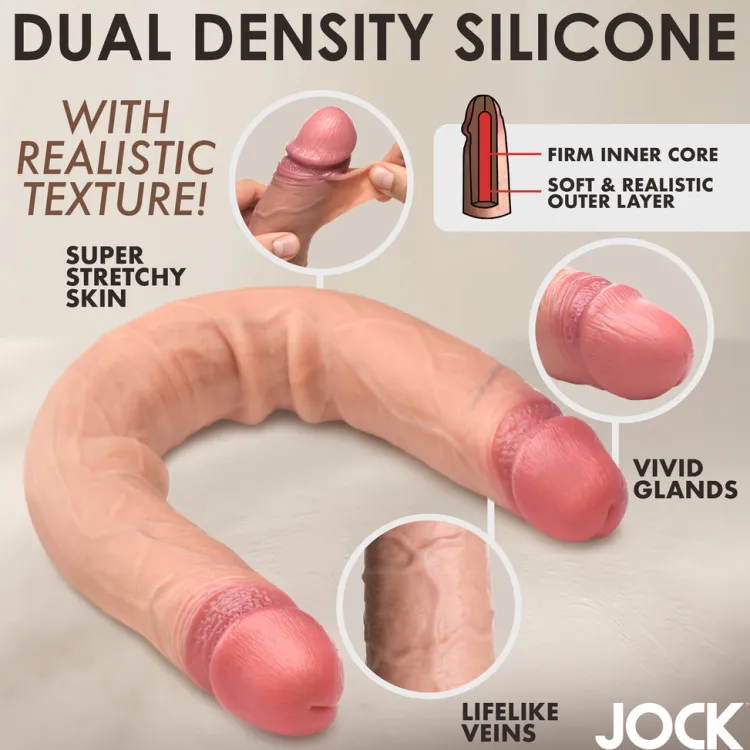Jock Silicone Dildos | Double Ended & Penetration Dildos>Real Skin 15.75" Double Dildo