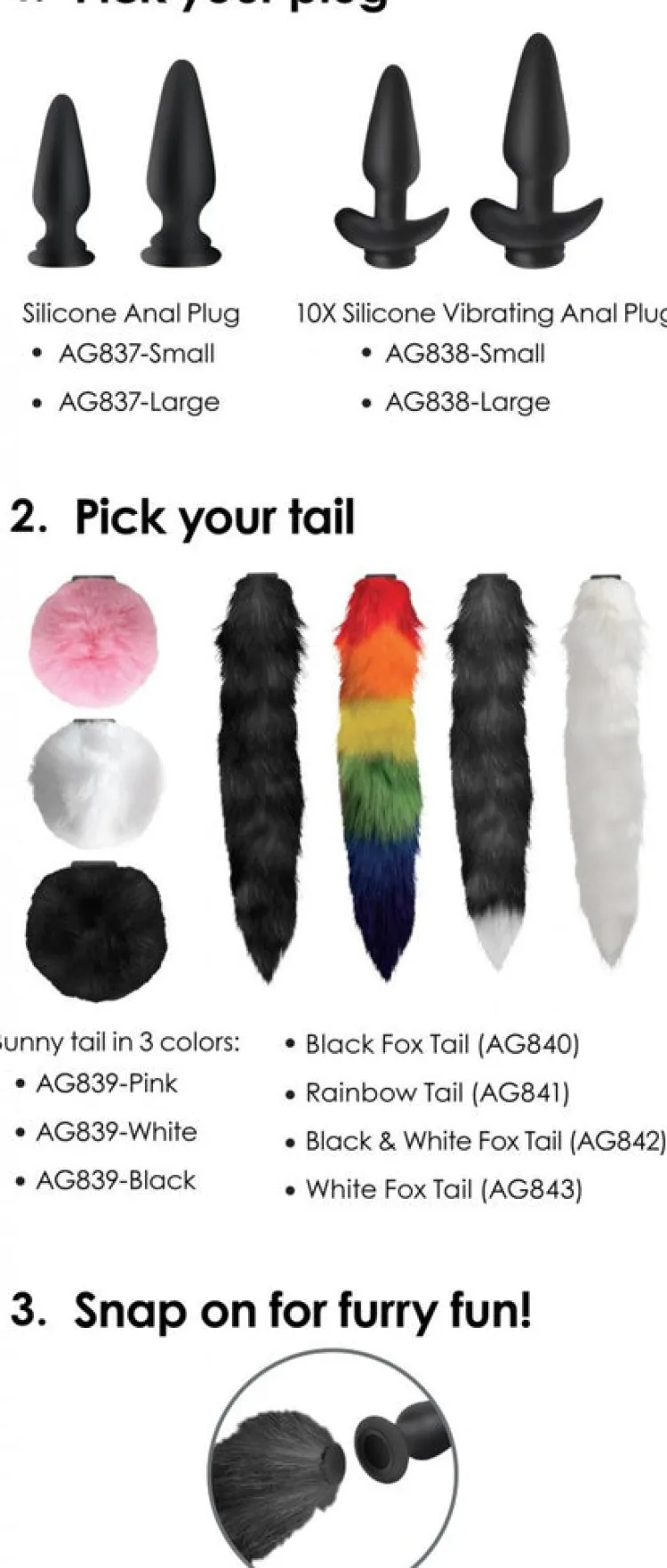 Tailz Sensation Play, Tools & Accessories | Butt Plug Tails>Large Vibrating Anal Plug with Interchangeable Fox Tail