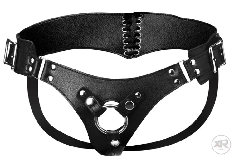 Strict Leather Vibrating Panties & Lingerie | Masks & Dress-Up Accessories>Leather Corset-Back Strap-On Harness