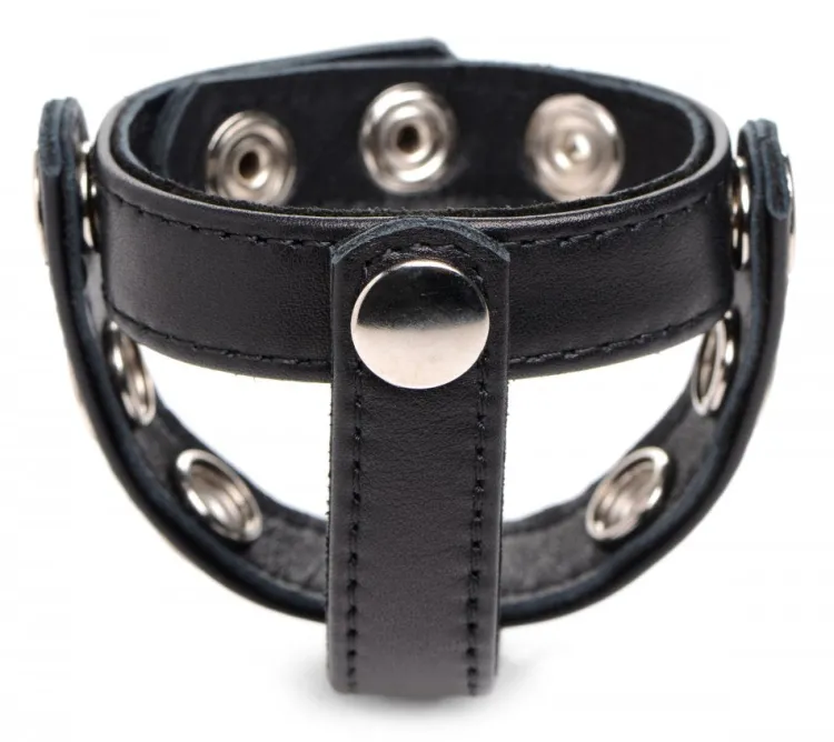 Strict Leather Penis Rings>Leather Snap-on Cock Harness