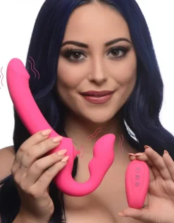 Strap U Anal Pegging Toys | Strapless Strap On Dildos>Licking and Vibrating Strapless Strap-On with Remote Control