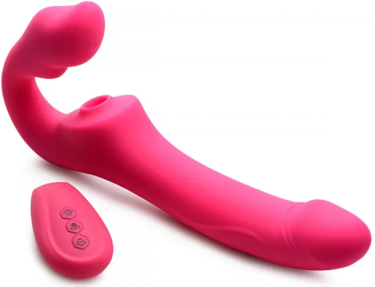 Strap U Anal Pegging Toys | Strapless Strap On Dildos>Licking and Vibrating Strapless Strap-On with Remote Control