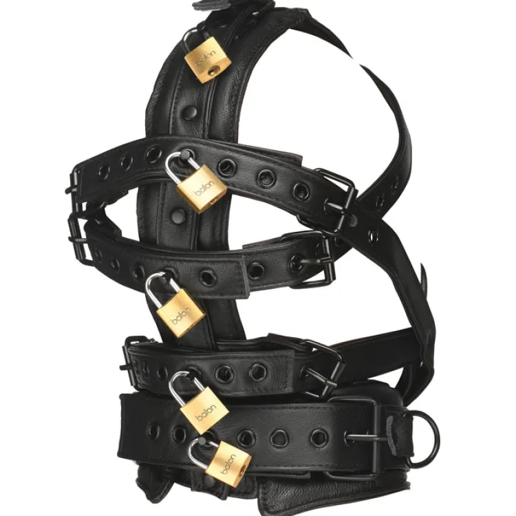 Master Series Ball Gags & Mouth Restraints | Masks & Dress-Up Accessories>Lockable Head Harness with Muzzle