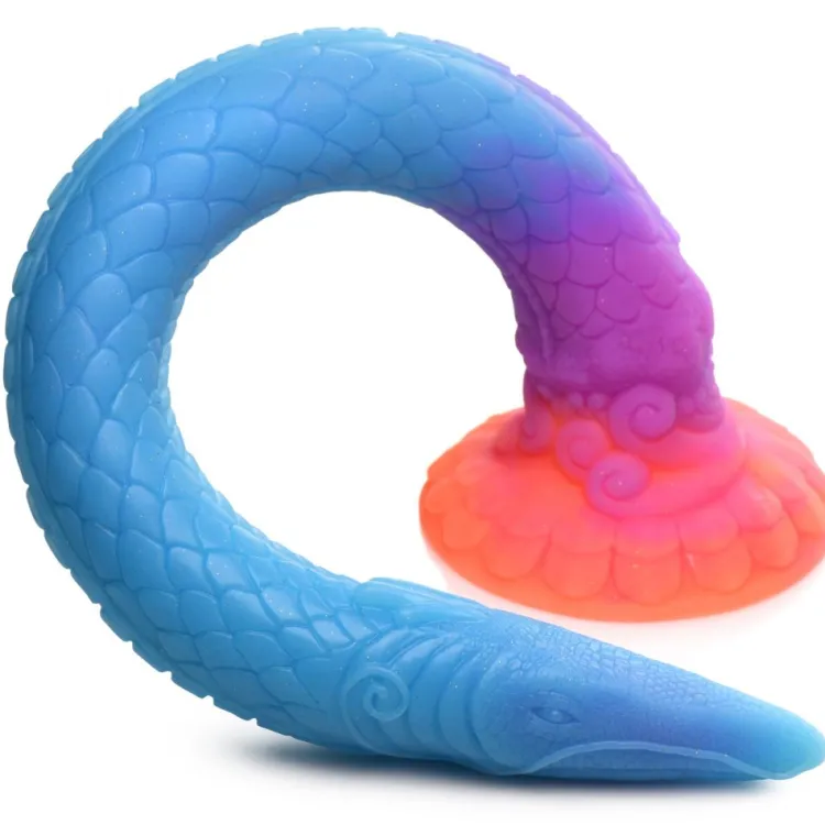 Creature Cocks Anal Dildos & Probes | Silicone Dildos>Makara Glow-in-the-Dark Silicone Snake Dildo