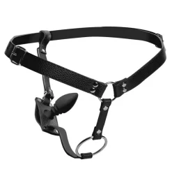 STRICT Unique Anal Toys | Butt Plugs>Male Cock Ring Harness with Silicone Anal Plug