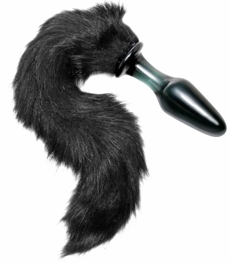 Tailz Butt Plug Tails | Glass Butt Plugs>Midnight Fox Glass Plug with Tail