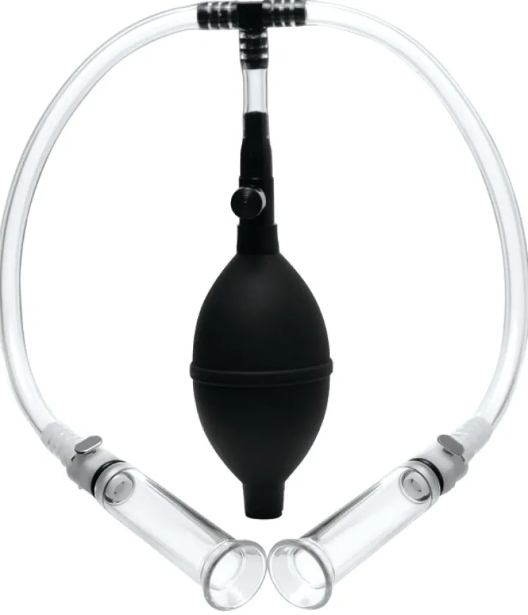Size Matters Nipple Clamps & Stimulators | Female Enhancement>Nipple Pumping System with Dual Detachable Acrylic Cylinders