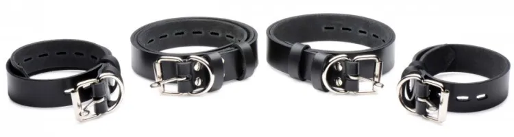 Strict Leather Wrist & Ankle Cuffs>4 Pack Leather Locking Bondage Straps