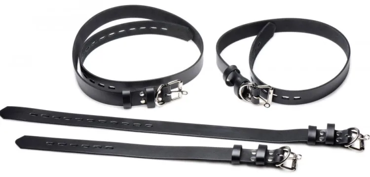 Strict Leather Wrist & Ankle Cuffs>4 Pack Leather Locking Bondage Straps