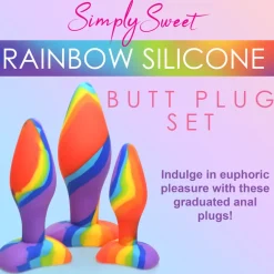 Simply Sweet Anal Starter Toys | Unique Anal Toys>3pc Rainbow Silicone Butt Plug Set