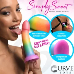 Curve Toys Anal Pegging Toys | Silicone Dildos>Phallic Rainbow Silicone Dildo