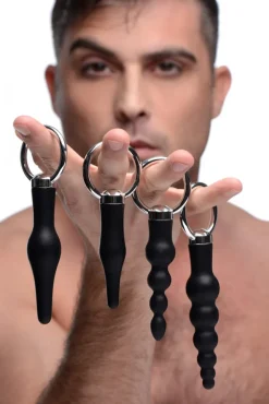 Master Series Anal Starter Toys | Butt Plugs>4 Piece Silicone Anal Ringed Rimmer Set