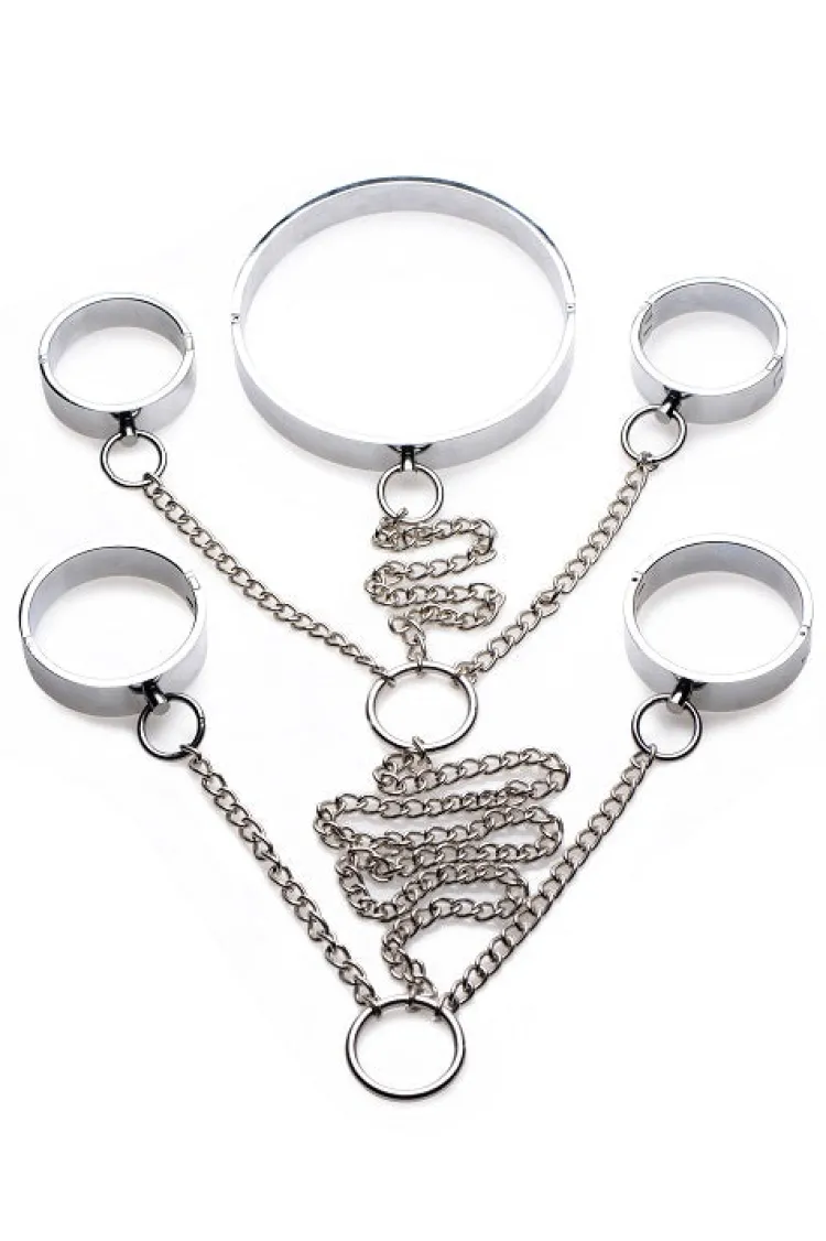 Master Series Leashes & Collars | Wrist & Ankle Cuffs>5 Piece Stainless Steel Shackle Set