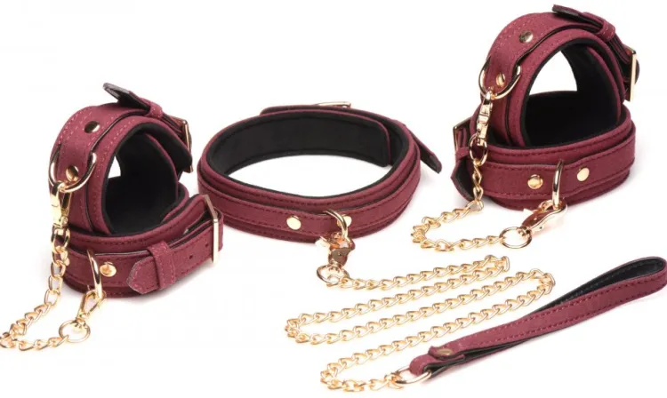 Master Series Leashes & Collars | Wrist & Ankle Cuffs>6 Piece Velvet Bondage Set
