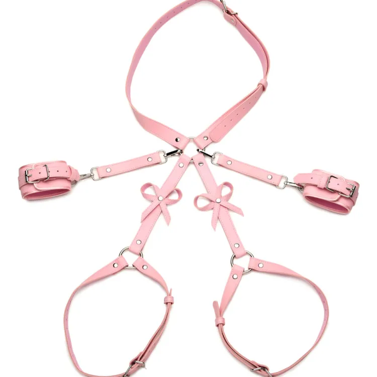 STRICT Vibrating Panties & Lingerie | Masks & Dress-Up Accessories>Pink Bondage Thigh Harness with Bows