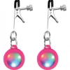 Charmed Nipple Clamps & Stimulators>Pink Circle Light-Up Charm Decorated Nipple Clamps