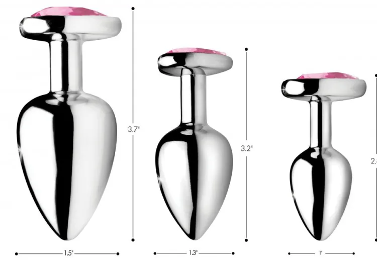 Booty Sparks Jewel Butt Plugs | Anal Starter Toys>Pink Heart Anal Plug Set