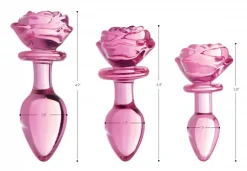 Booty Sparks Jewel Butt Plugs | Anal Starter Toys>Pink Rose Glass Anal Plug
