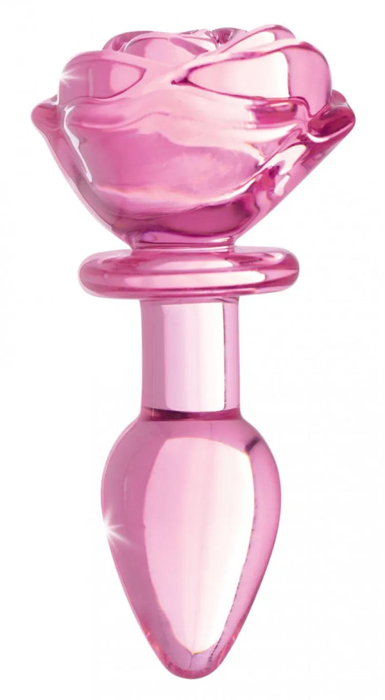 Booty Sparks Jewel Butt Plugs | Anal Starter Toys>Pink Rose Glass Anal Plug