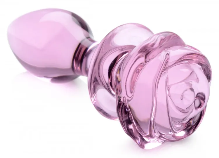 Booty Sparks Jewel Butt Plugs | Anal Starter Toys>Pink Rose Glass Anal Plug