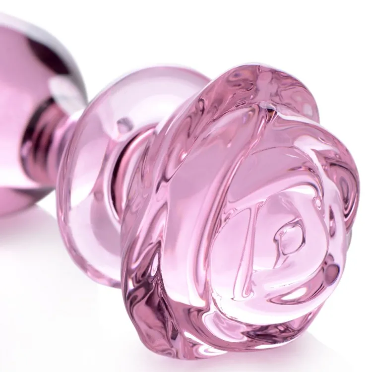 Booty Sparks Jewel Butt Plugs | Anal Starter Toys>Pink Rose Glass Anal Plug