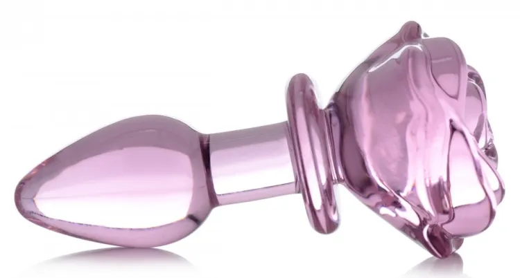 Booty Sparks Jewel Butt Plugs | Anal Starter Toys>Pink Rose Glass Anal Plug