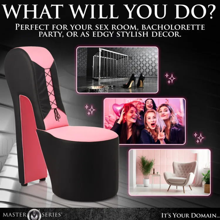 Master Series Sex Furniture, Swings, & More | Sex Furniture>Pink Stiletto Corset Throne Chair