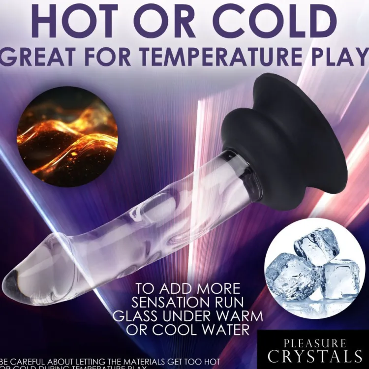 Pleasure Crystals Glass Dildos | Non-Representational Dildos>Glass Dildo w/ Silicone Base