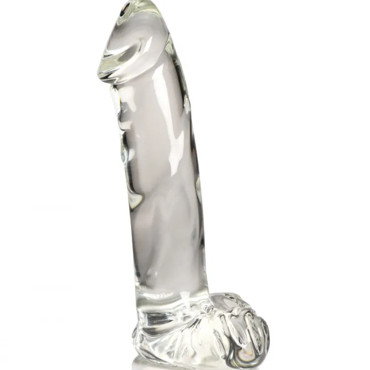 Pleasure Crystals Glass Dildos | Non-Representational Dildos>7.1" Glass Dildo w/ Balls