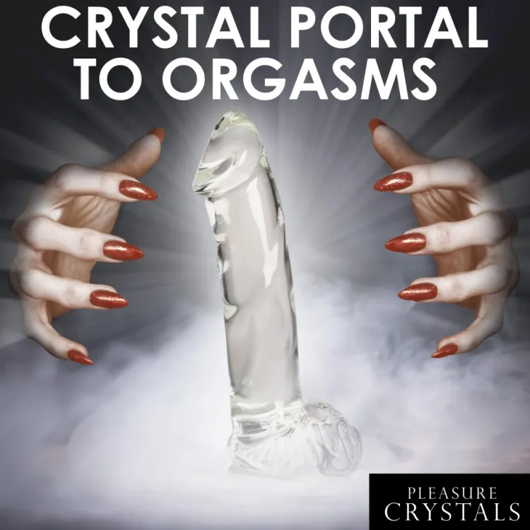 Pleasure Crystals Glass Dildos | Non-Representational Dildos>7.1" Glass Dildo w/ Balls