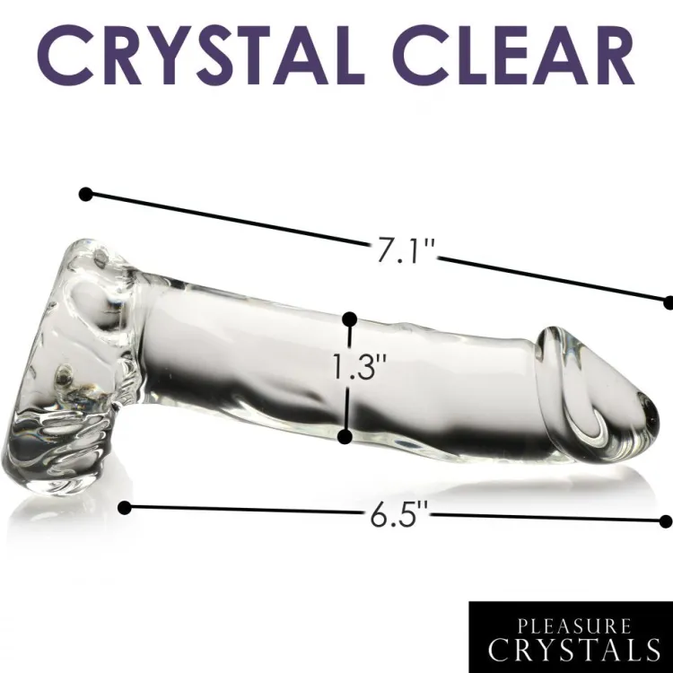 Pleasure Crystals Glass Dildos | Non-Representational Dildos>7.1" Glass Dildo w/ Balls