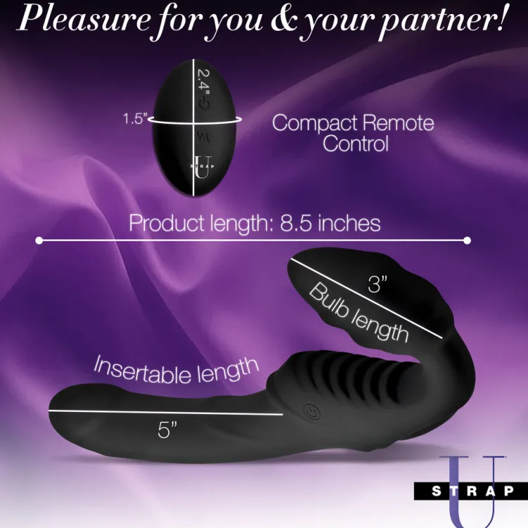 Strap U Anal Pegging Toys | Vibrating Dildos>Pro Rider 9X Vibrating Silicone Strapless Strap On with Remote Control