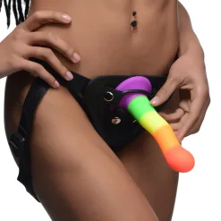 Strap U Anal Pegging Toys | Harness Compatible Dildos>Proud Rainbow Silicone Dildo with Harness