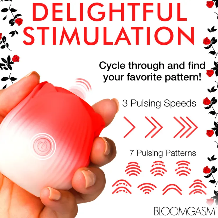 Bloomgasm Silicone Vibrators | Waterproof Vibrators>Pulsing Petals Throbbing Rose Clit Stimulator