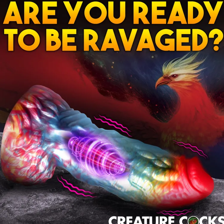 Creature Cocks Silicone Dildos | Vibrating Dildos>Rainbow Phoenix Vibrating Silicone Dildo with Remote