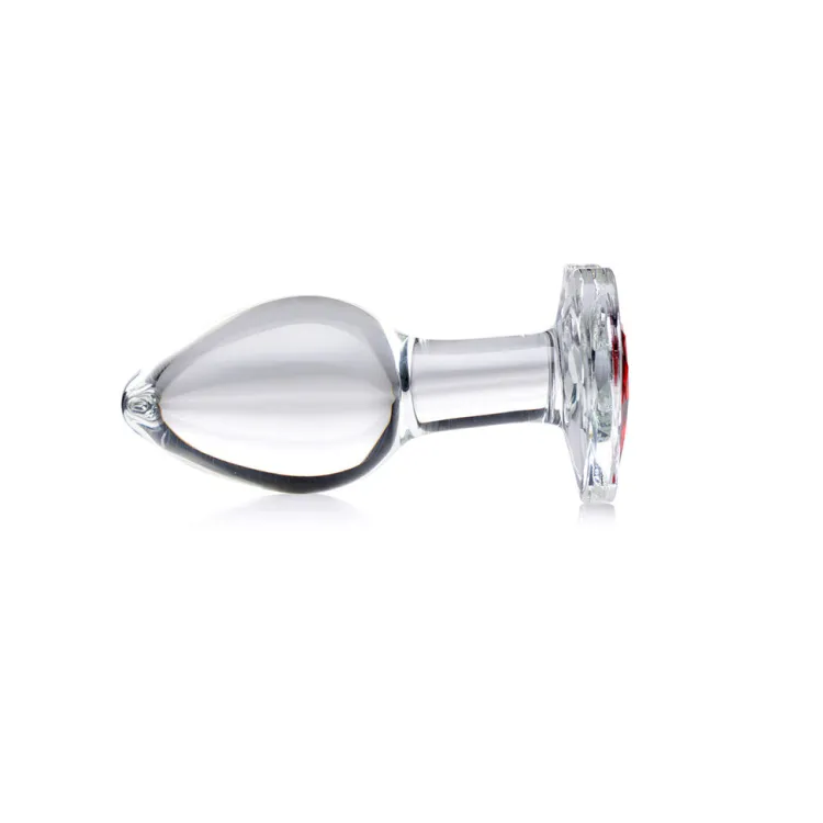 Booty Sparks Jewel Butt Plugs | Anal Starter Toys>Red Heart Gem Glass Anal Plug
