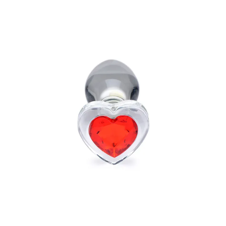 Booty Sparks Jewel Butt Plugs | Anal Starter Toys>Red Heart Gem Glass Anal Plug