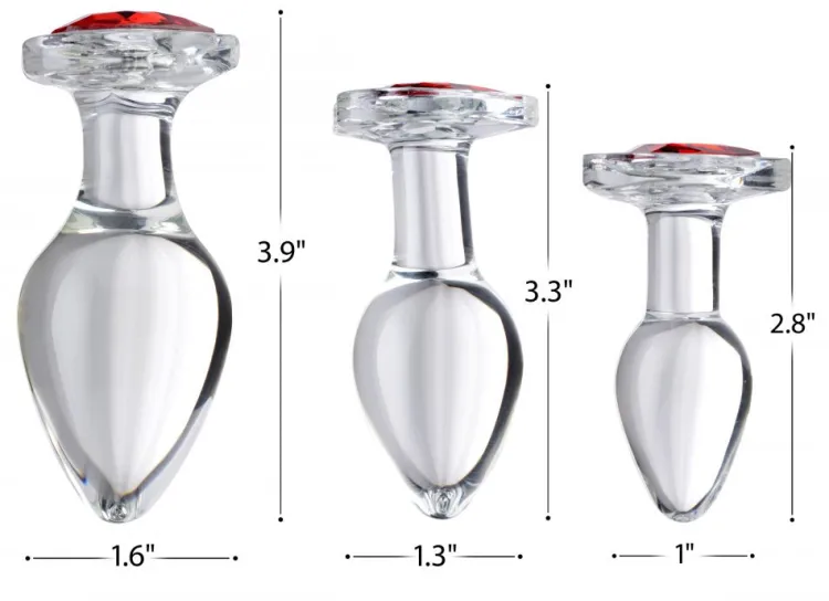 Booty Sparks Jewel Butt Plugs | Anal Starter Toys>Red Heart Gem Glass Anal Plug