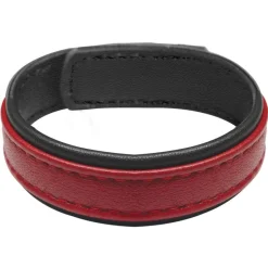 Strict Leather Penis Rings>Red Velcro Leather Cock Ring