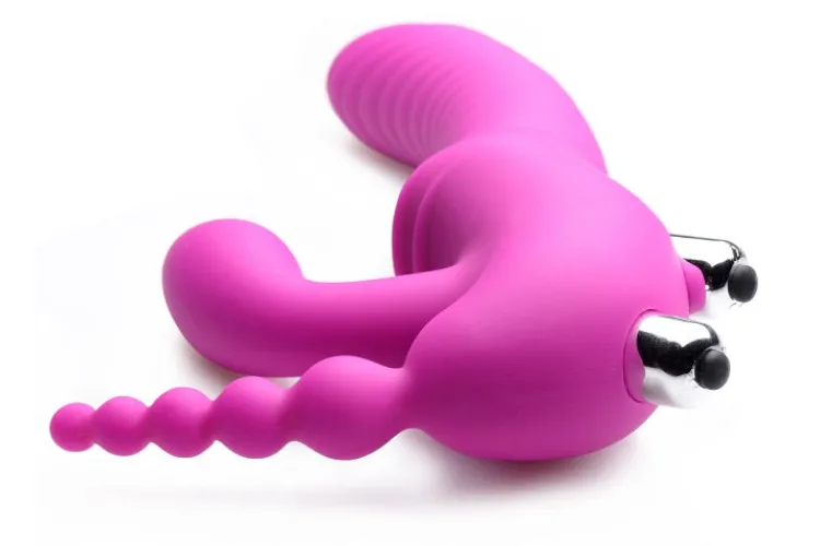 Strap U Anal Pegging Toys | Strapless Strap On Dildos>Regal Rider Vibrating Silicone Strapless Strap On Triple G Dildo