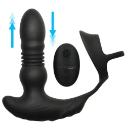 Thunderplugs Unique Anal Toys | Butt Plugs>Remote Thrusting Vibrator with C&B Ring