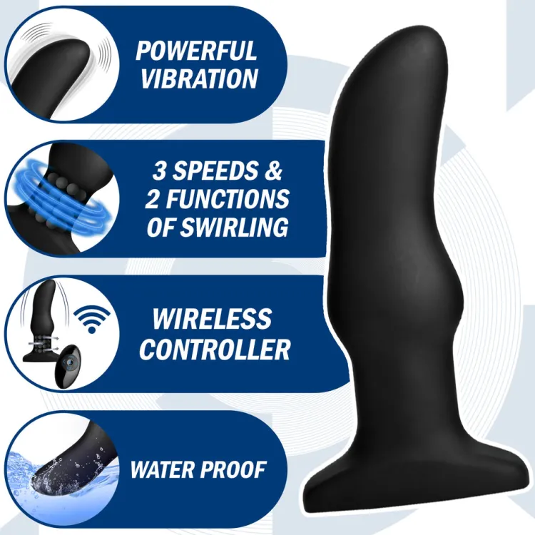 Rimmers Vibrating Butt Plugs | Prostate Massagers>Model M Curved Rimming Plug with Remote