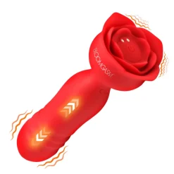 Bloomgasm Silicone Vibrators | Waterproof Vibrators>Rose Delight Silicone Thrusting Vibrator