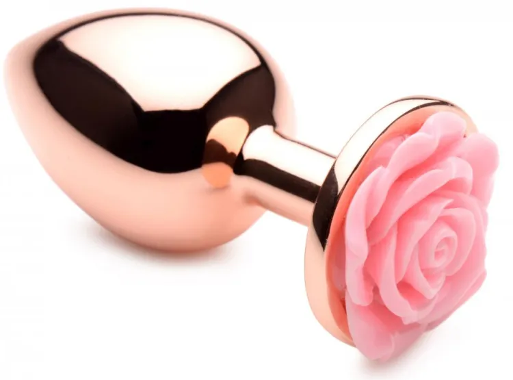 Booty Sparks Jewel Butt Plugs | Anal Starter Toys>Rose Gold Anal Plug with Pink Flower