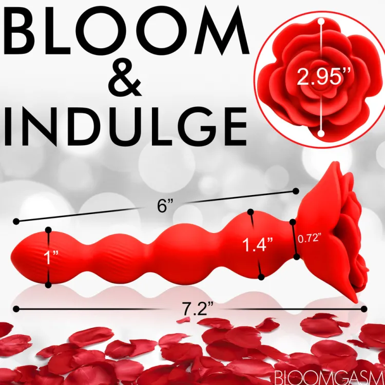 Bloomgasm Vibrating Butt Plugs | Anal Beads & Tools>Rose Twirl 10X Vibrating and Rotating Silicone Anal Beads