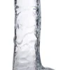 Curve Toys Harness Compatible Dildos | Realistic Dildos>Slim C-Thru Clear Dildo with Balls