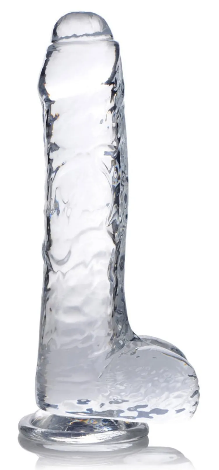 Curve Toys Harness Compatible Dildos | Realistic Dildos>Slim C-Thru Clear Dildo with Balls