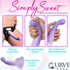 Curve Toys Anal Pegging Toys | Silicone Dildos>Slim G-Spot Silicone Purple and White Dildo