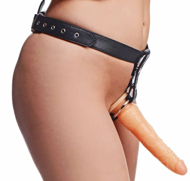 Strap U Anal Pegging Toys | Strap-On Harnesses & Dildos>Slim Leather Strap-On Harness with Diildo
