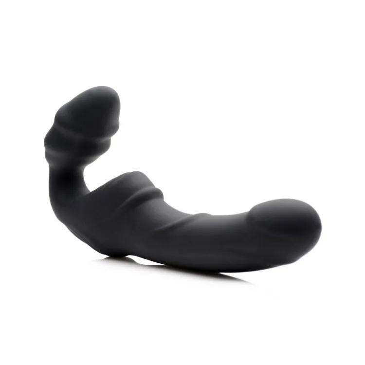 Strap U Anal Pegging Toys | Strapless Strap On Dildos>Slim Rider Ribbed Vibrating Silicone Strapless Strap On